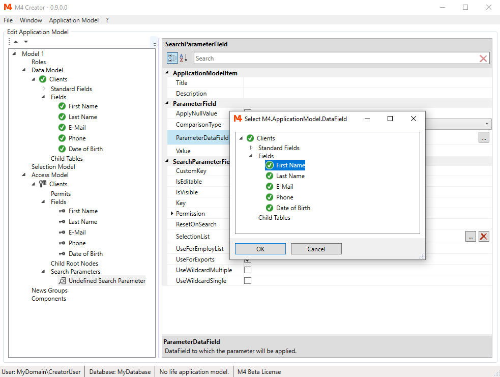 Choose ParameterDataField