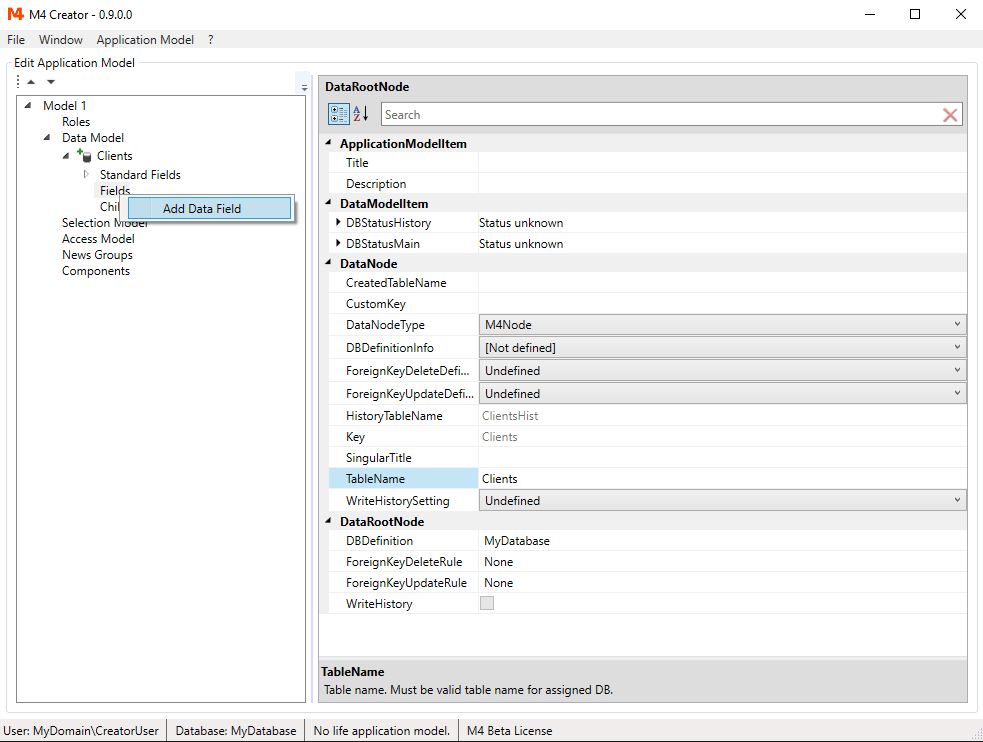 Add data field to table