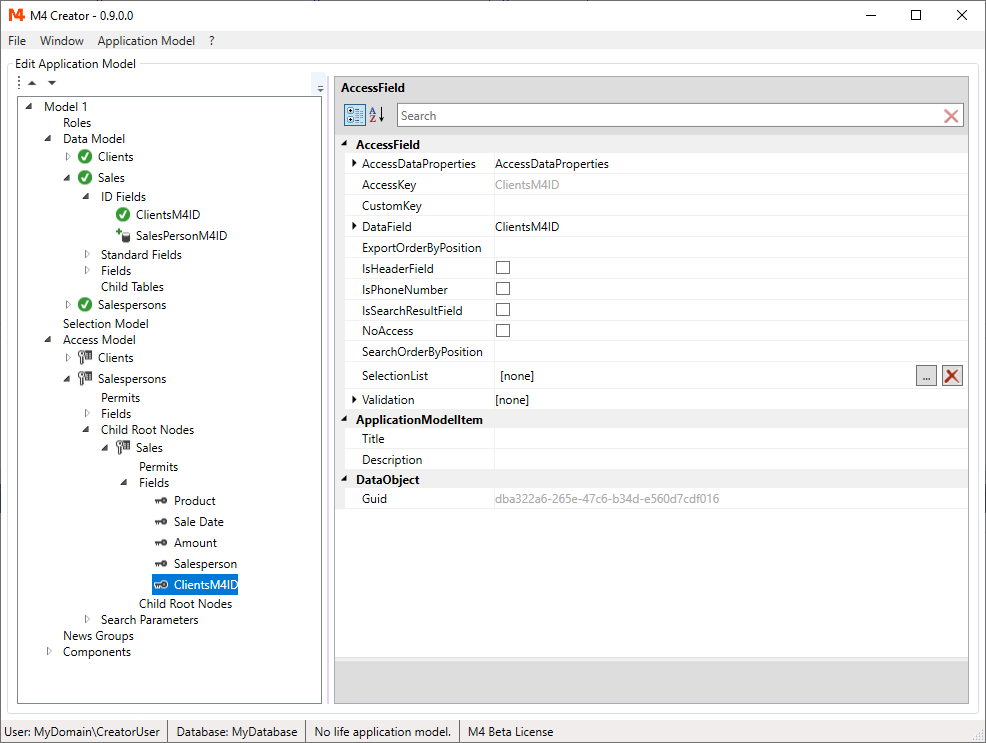 Saleperson DataRootNode and AccessModelNode