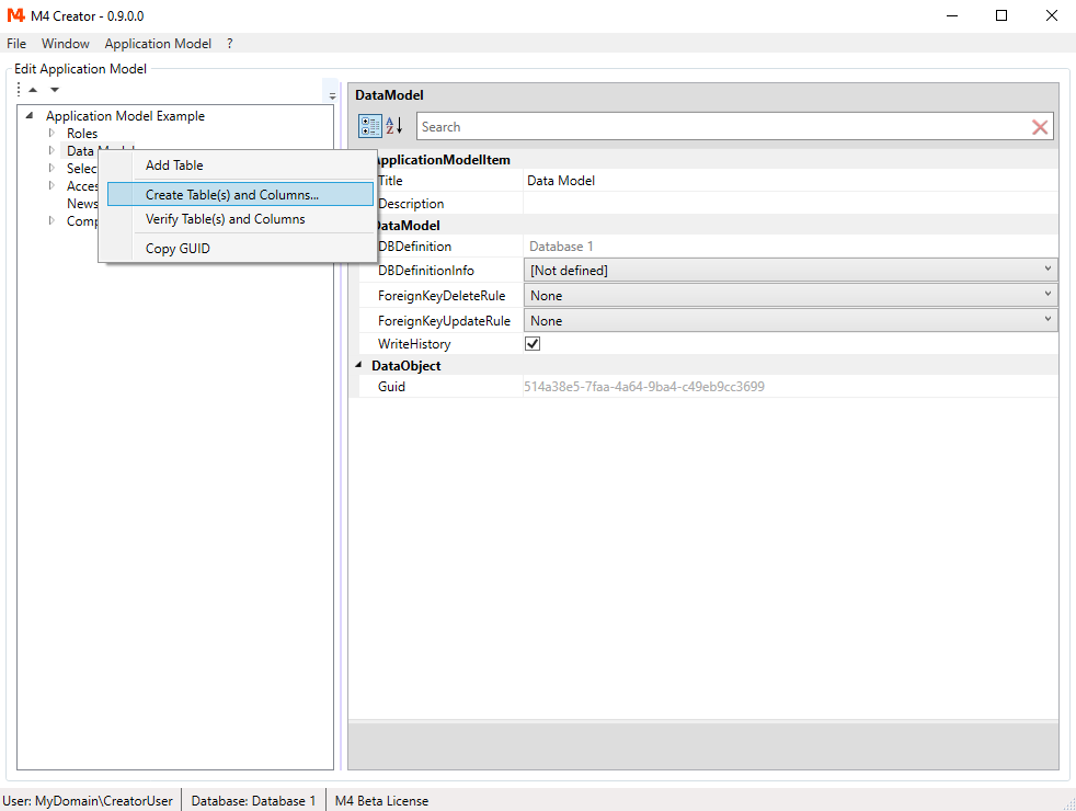 Create Table(s) and Columns