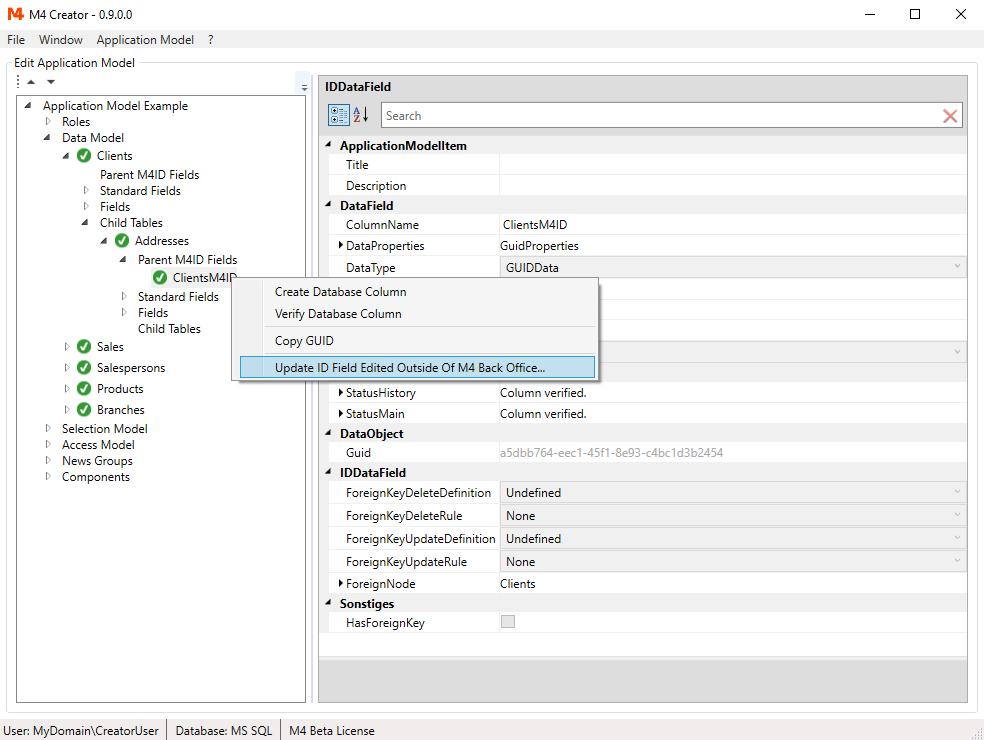 Update ID Field Edited Outside Of M4 Back Office