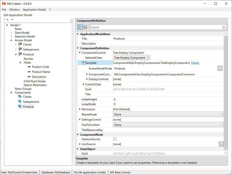 Add products to access model and components